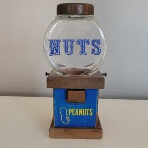Vintage Peanuts Nuts Wooden Dispenser